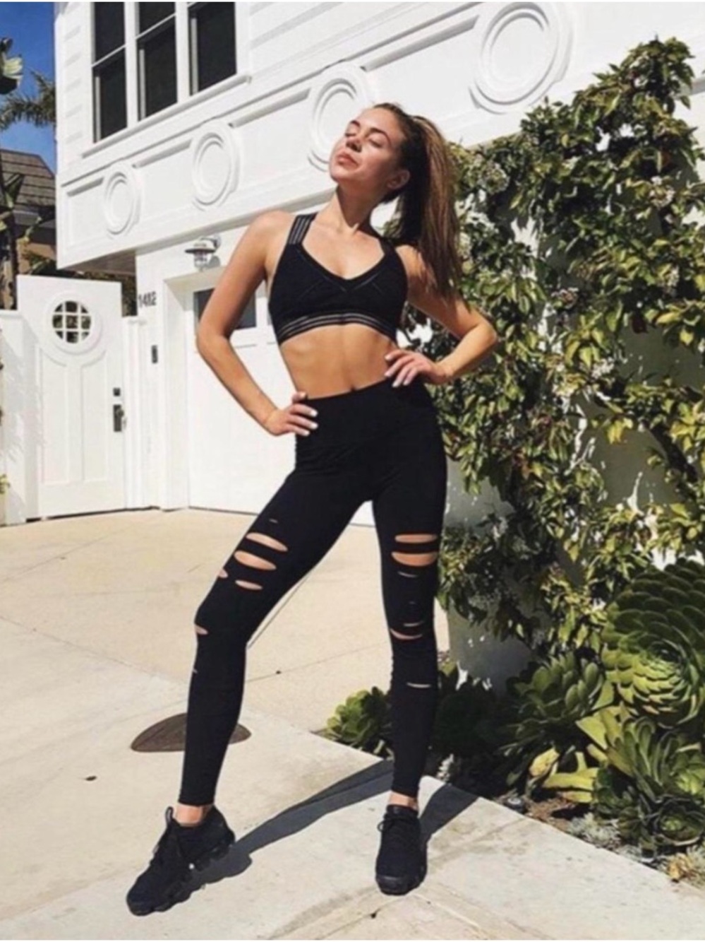ALO Yoga Black High-Waist Ripped Leggings